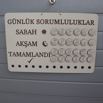 Çocuklar için Günlük Görev Panosu (Krem + Kahverengi )