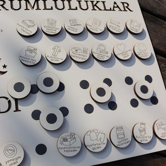 Çocuklar için Günlük Görev Panosu (Krem + Kahverengi )