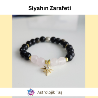 Siyahın Zarafeti Doğal Taş Bileklik (Kutup Yıldızı Aksesuarlı)