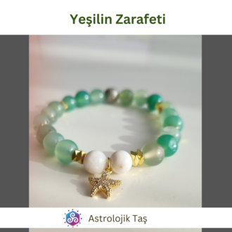 Yeşilin Zarafeti Doğal Taş Bileklik (Kutup Yıldızı Aksesuarlı)