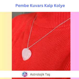 Pembe Kuvars Kalp Kolye