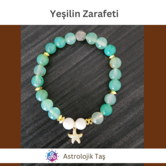 Yeşilin Zarafeti Doğal Taş Bileklik (Kutup Yıldızı Aksesuarlı)