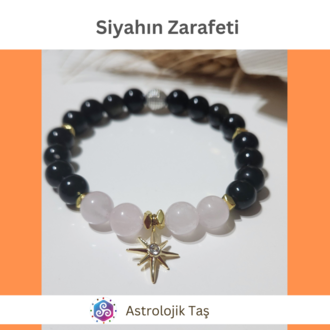 Siyahın Zarafeti Doğal Taş Bileklik (Kutup Yıldızı Aksesuarlı)