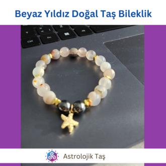 Beyaz Yıldız Doğal Taş Bileklik