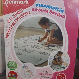 Penmark Boyama Halısı + 12 'li Jumbo Keçeli Kalem Kız
