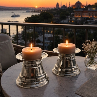 Gümüş Kaplama Mumluk (Havan Tipi) 1 Adet