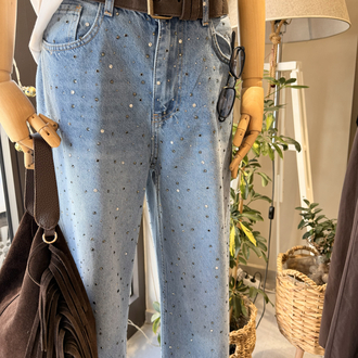 Taşlı Jean Pantolon