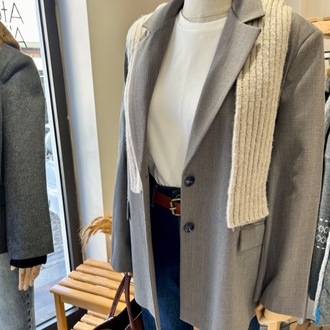 Oversize Açık Gri Blazer Ceket