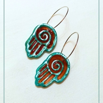 Totem Koleksiyonu Rüya Fatma|Hamsa|El  Motifli Küpe 