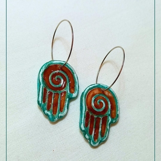 Totem Koleksiyonu Rüya Fatma|Hamsa|El  Motifli Küpe 