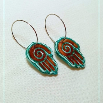 Totem Koleksiyonu Rüya Fatma|Hamsa|El  Motifli Küpe 