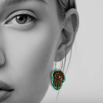 Totem Koleksiyonu Rüya Fatma|Hamsa|El  Motifli Küpe 