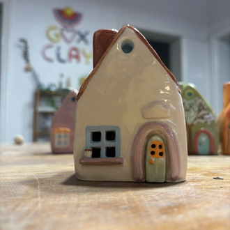 Seramik mumluk ve tütsülük ev (pencere önü saksılık) 