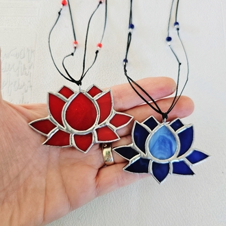Lacivert Mavili Lotus Kolye