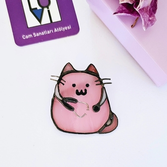 Pembe Doktor Kedi Broş