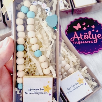 İsimli Ahşap Tesbih ve Çikolata