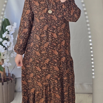 kahverengi bahar elbise 