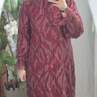 bordo payet elbise