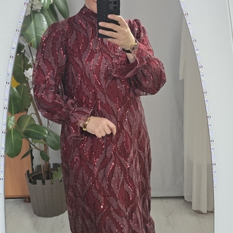 bordo payet elbise
