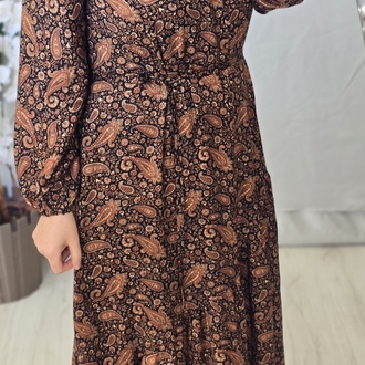 kahverengi bahar elbise 