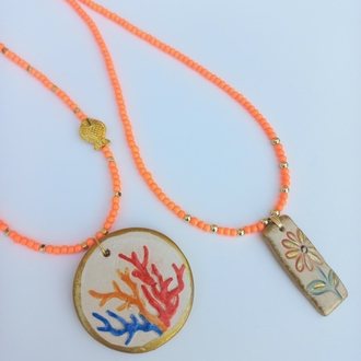Turuncu çiçek kolye