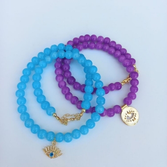 Mor göz charm kolye