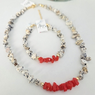 D. jasper taşı kolye bileklik set