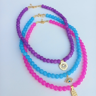 Mor göz charm kolye