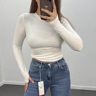 Oysh Parmak Geçmeli Bluz Beyaz