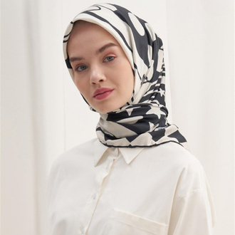 Twill Dokuma Pamuk İpek Moni Desen - Siyah 
