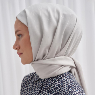 Monogram Jakar İtalyan İpekli Şal - Silver Grey 