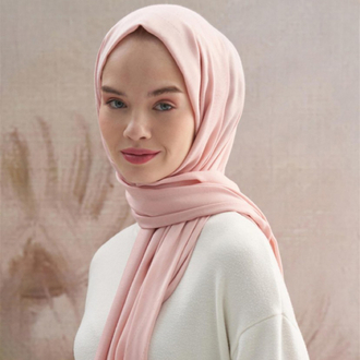 Monogram Jakar İtalyan İpekli Şal - Pudra 