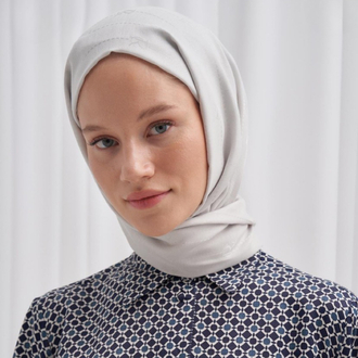 Monogram Jakar İtalyan İpekli Şal - Silver Grey 