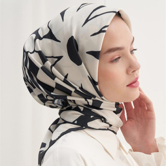 Twill Dokuma Pamuk İpek Moni Desen - Siyah 