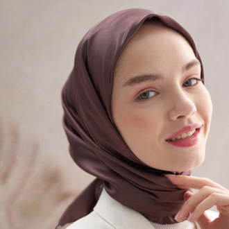 Twill Dokuma Pamuk İpek Eşarp - Dark Brown