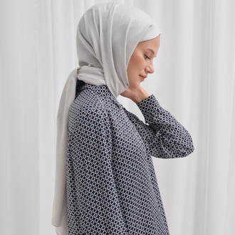 Monogram Jakar İtalyan İpekli Şal - Silver Grey 
