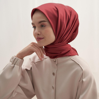 Twill Dokuma Pamuk İpek Eşarp - Bordo 