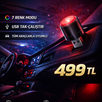 Premium USB RGB Araç İçi Ambiyans Işığı – 7 Renk