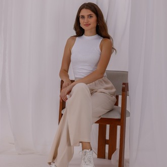 Aybem Krem Rengi Organik Pamuklu Kadın Pantolonu