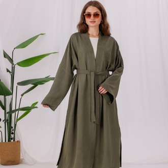 Aybem Haki Yeşil Organik Pamuklu Kimono Takımı