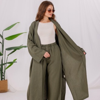 Aybem Haki Yeşil Organik Pamuklu Kimono Takımı