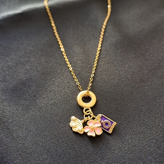 Charm Detaylı Çelik Kolye 