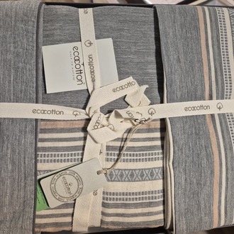 Ecocotton Dila Çift Kişilik Bej-Yeşil Nevresim Takımı