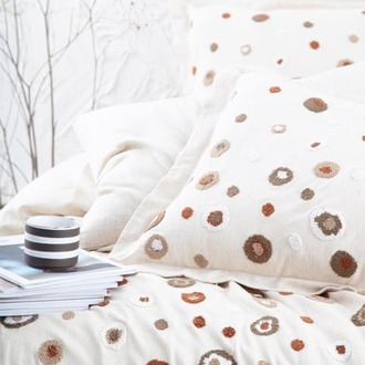 Ecocotton Lal Bej Çift Kişilik %100 Organik Pamuk Nakışlı Nevresim Takımı Bej