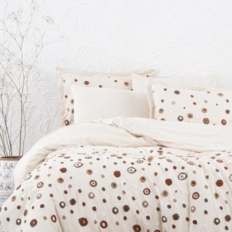 Ecocotton Lal Bej Çift Kişilik %100 Organik Pamuk Nakışlı Nevresim Takımı Bej