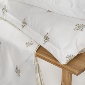 Ecocotton Aslışah Nevresim Takımı %100 Organik Pamuk Saten Nakışlı Beyaz Çift Kişilik