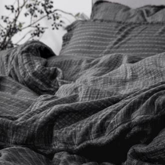 Ecocotton Tara Pamuk Müslin Çift Kişilik Antrasit-Koyu Yeşil Nevresim Takımı