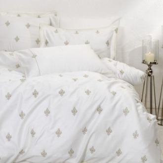 Ecocotton Aslışah Nevresim Takımı %100 Organik Pamuk Saten Nakışlı Beyaz Çift Kişilik