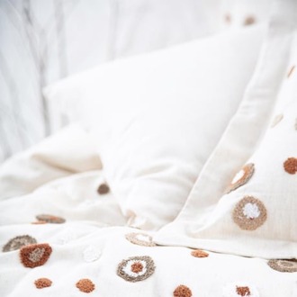 Ecocotton Lal Bej Çift Kişilik %100 Organik Pamuk Nakışlı Nevresim Takımı Bej