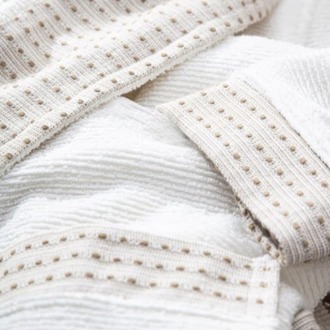 Ecocotton Imre Bej-Yeşil "m-L" Organik Pamuk Müslin Jakarlı Aile Bornoz Seti